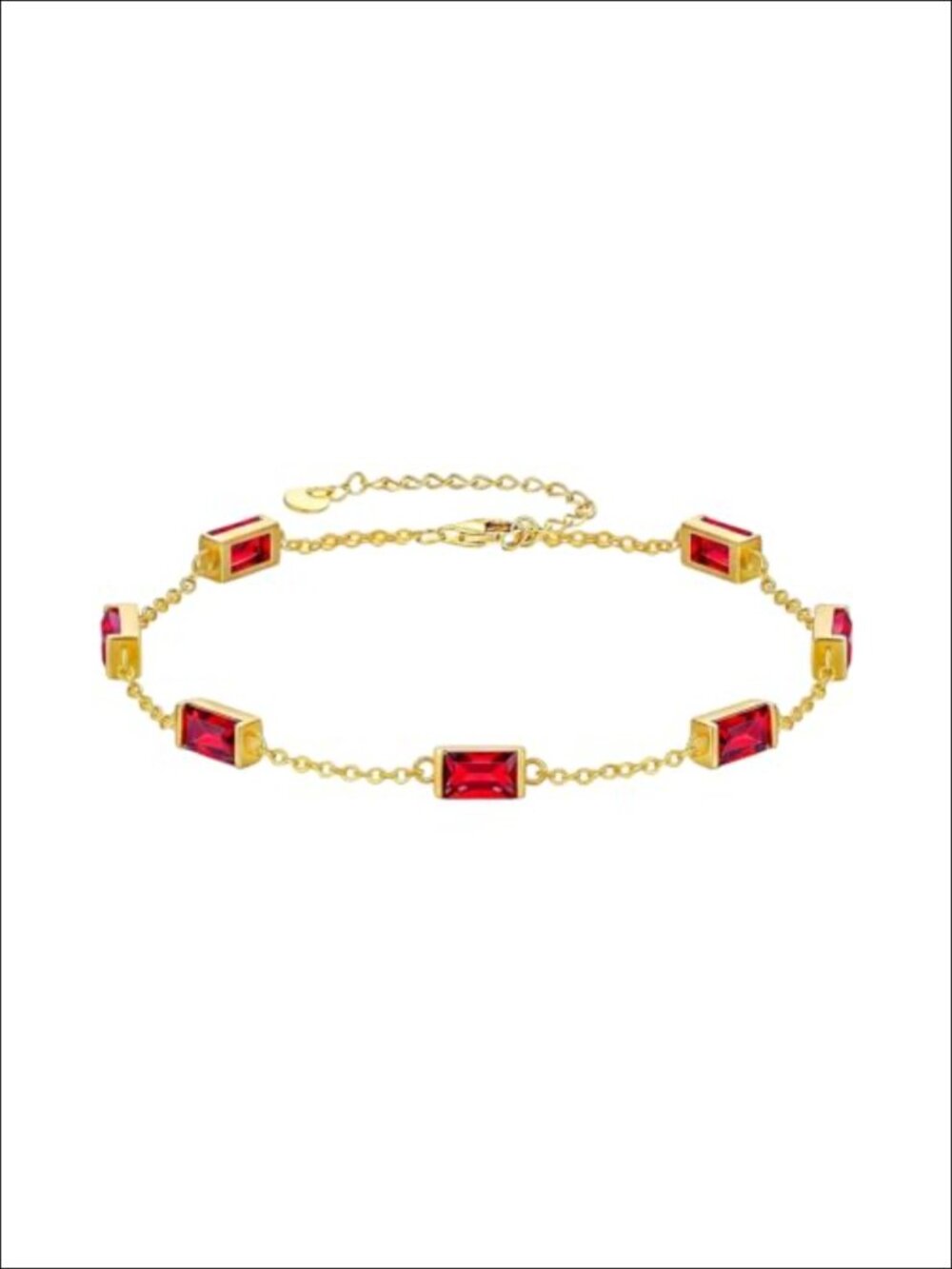 14K Gold Plated Square Link Birthstone Bracelet with Lobster Claw Clasp